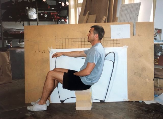 Matthew Hilton with Balzac drawing, 1991.