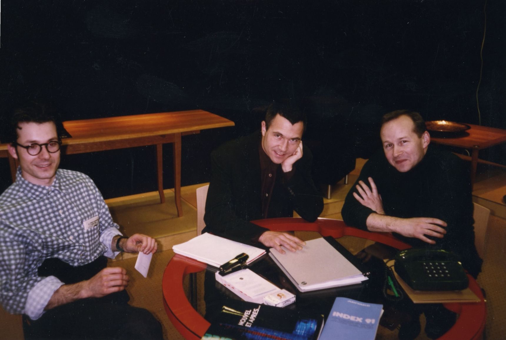 1992 Konstantin Grcic Matthew Hilton Terence Woodgate on SC Ps stand in Cologne