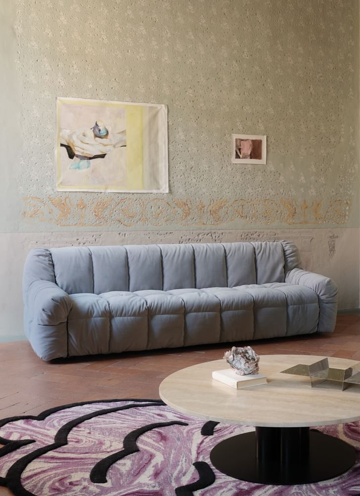 Arflex Strips 77 Sofa Collection Blue Upholstered