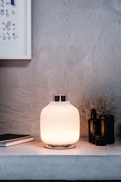 Astep lighting candela table lamp lit insitu haute living