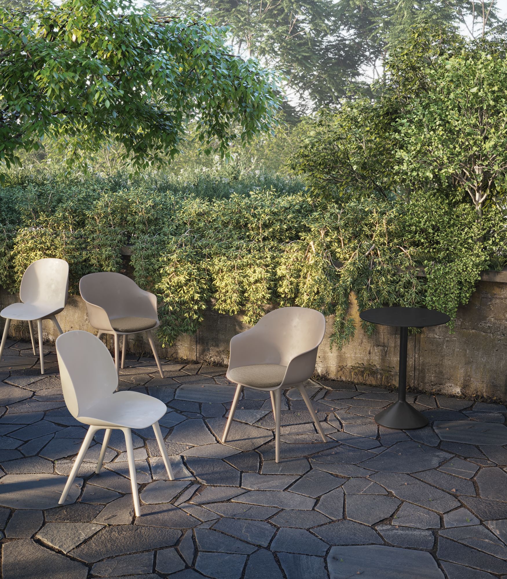 Gubi beetle outdoor chair insitu haute living