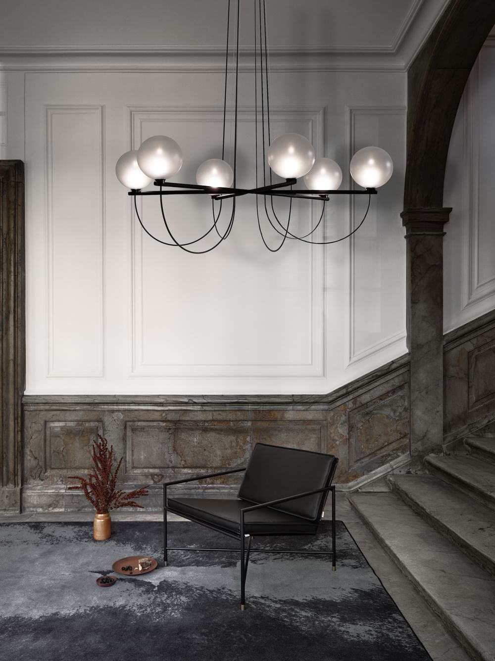 Handvark 6 globe chandelier insitu haute living