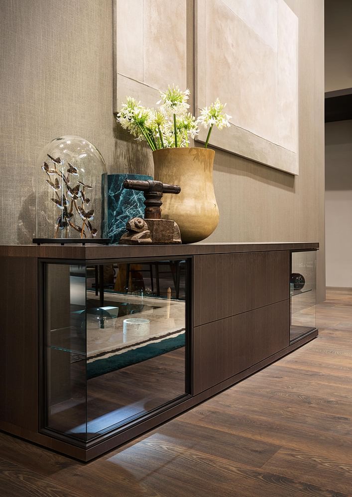 Lema furniture glance low cabinet insitu haute living