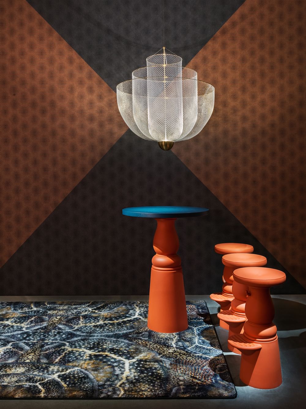 Moooi meshmatics chandelier insitu haute living
