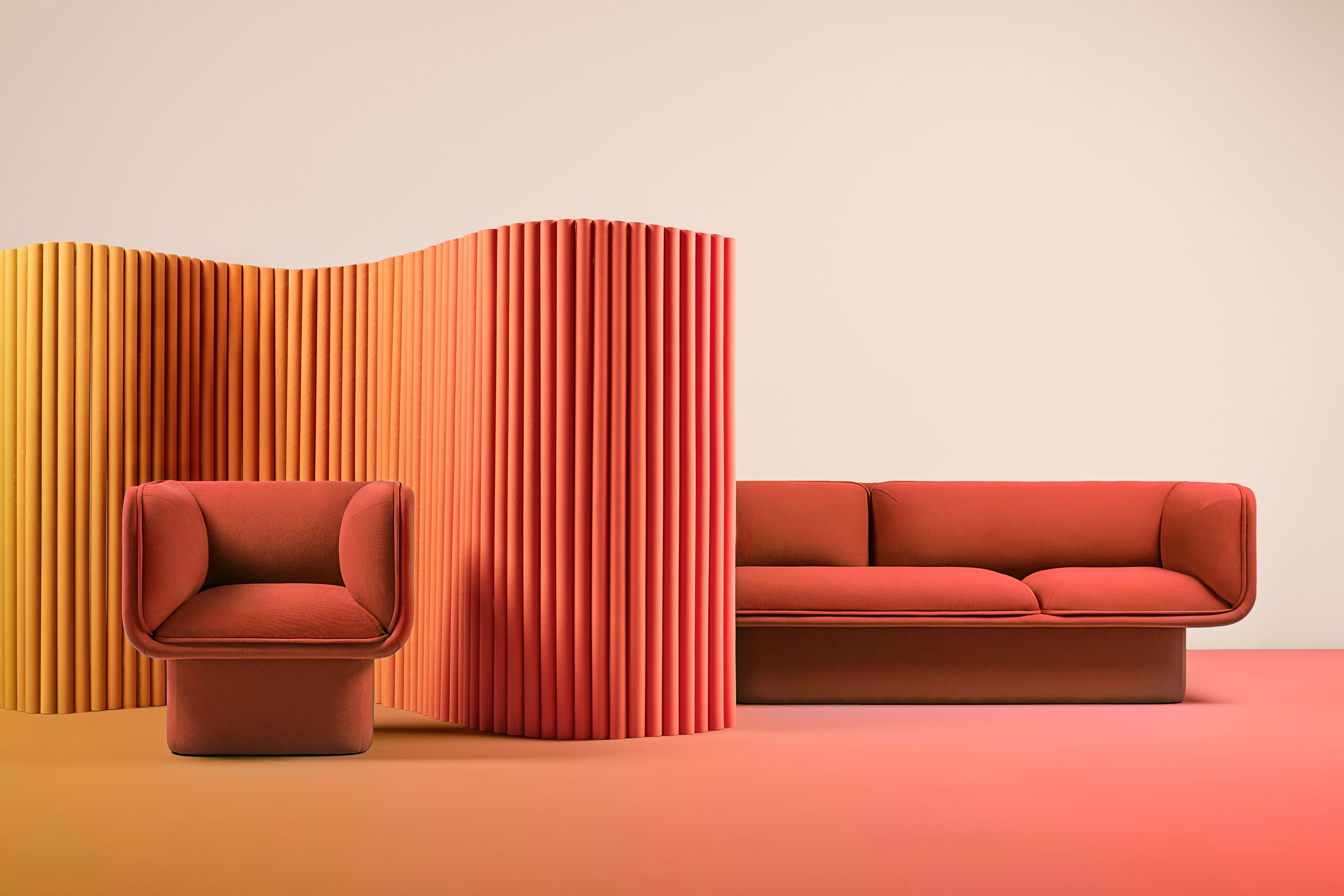 Missana block sofa insitu haute living rust