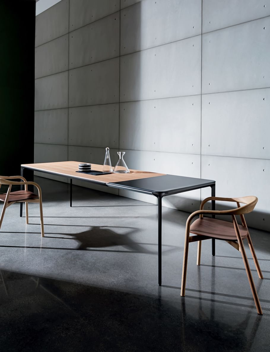 Sovet slim extensible wood dining table insitu haute living