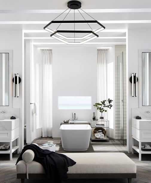 Studio endo ditri cascade dxc43 hanging light bathroom insitu haute living