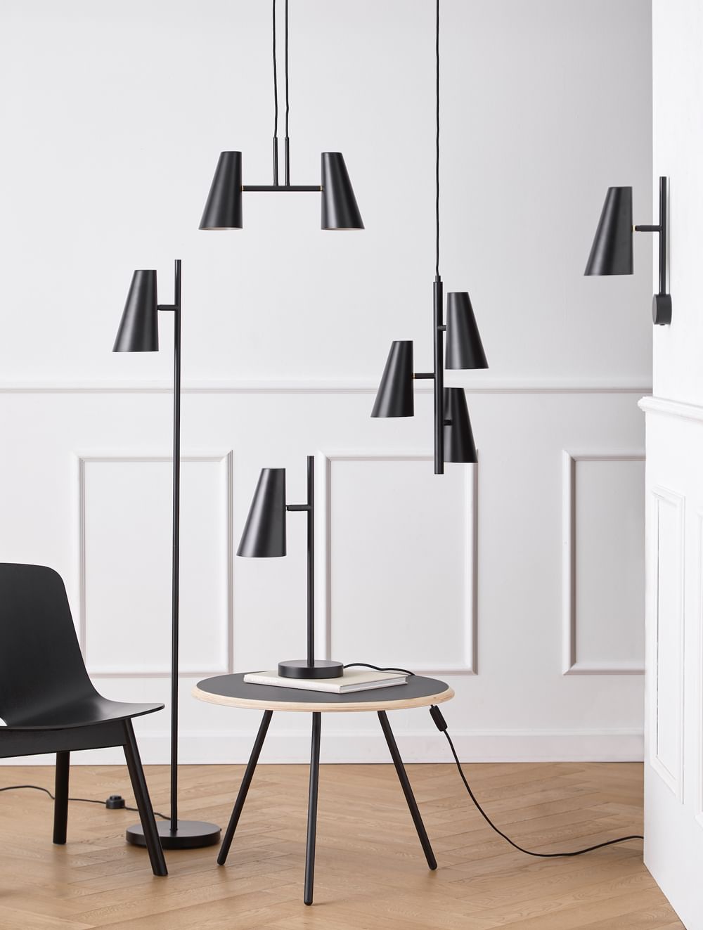 Woud furniture cono pendant 2 shades insitu haute living