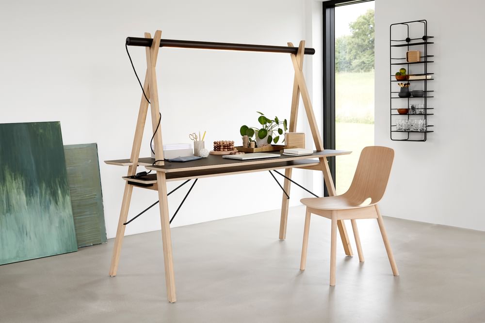 Woud furniture mono dining chair oak desk insitu haute living