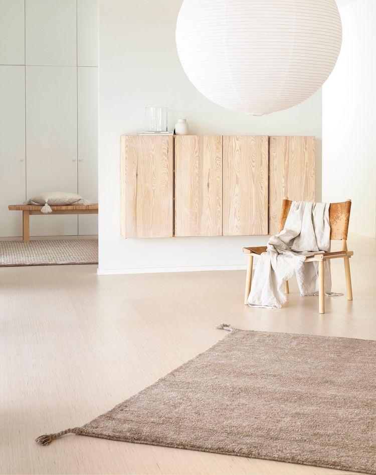 Woodnotes uni hand knotted wool carpet camel insitu haute living