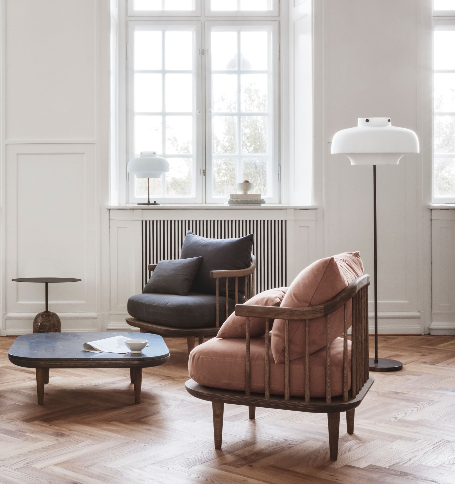 The Fly Lounge Chair was created with ultimate comfort in mind. The design alludes to a Nordic aesthetic - the slatted back, the handcrafted solid oak frame, and the organic shaped elements. 