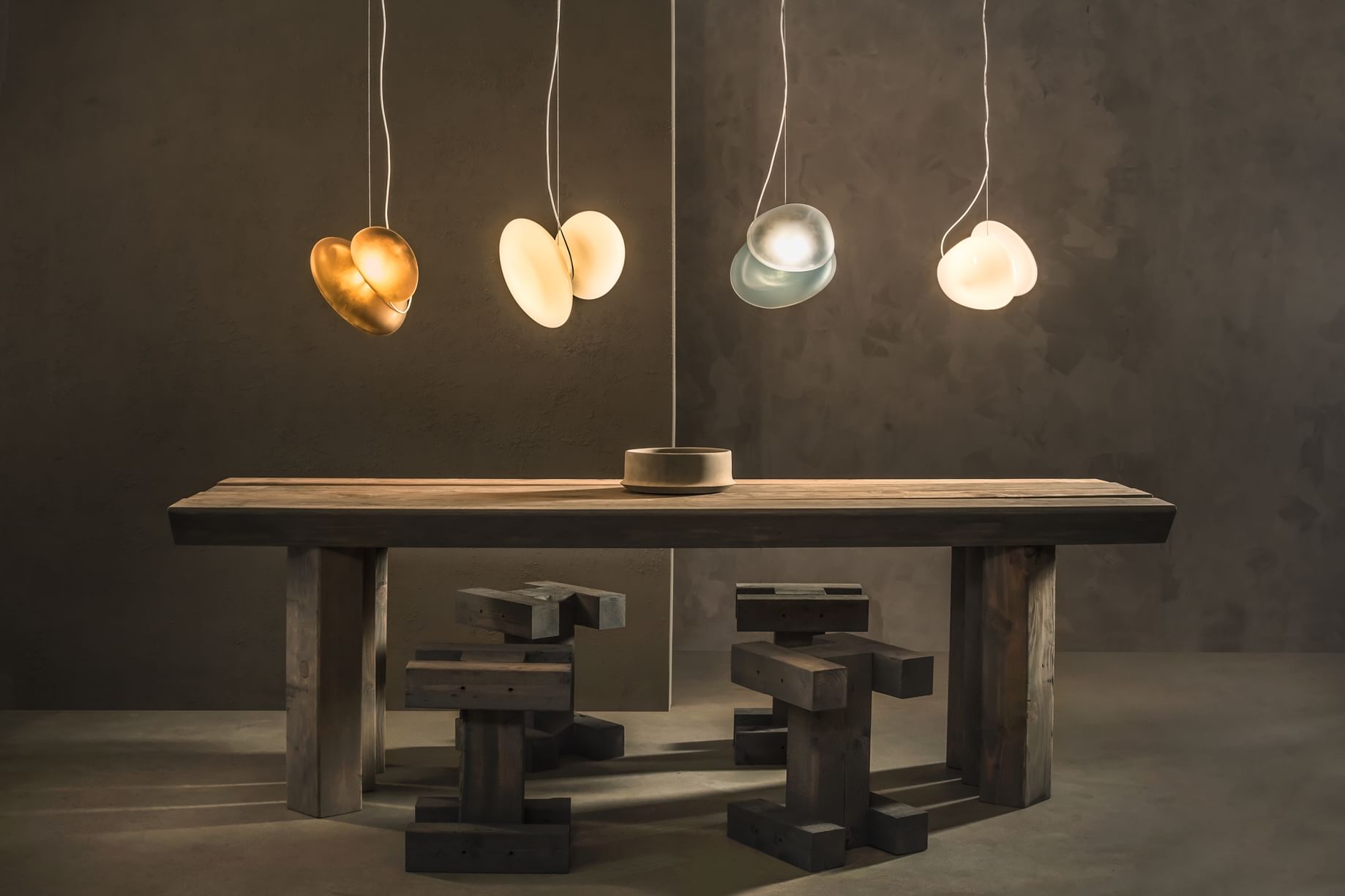 Andlight pebble pendant lit insitu haute living