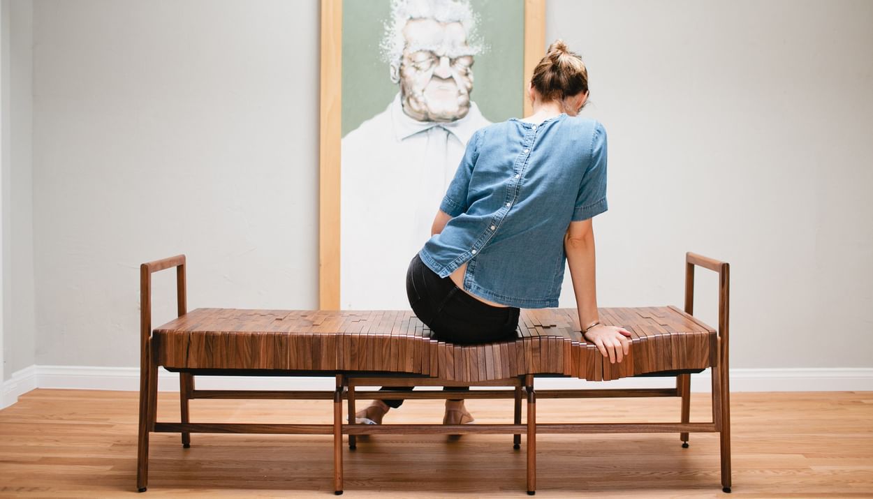 Geology block arm bench