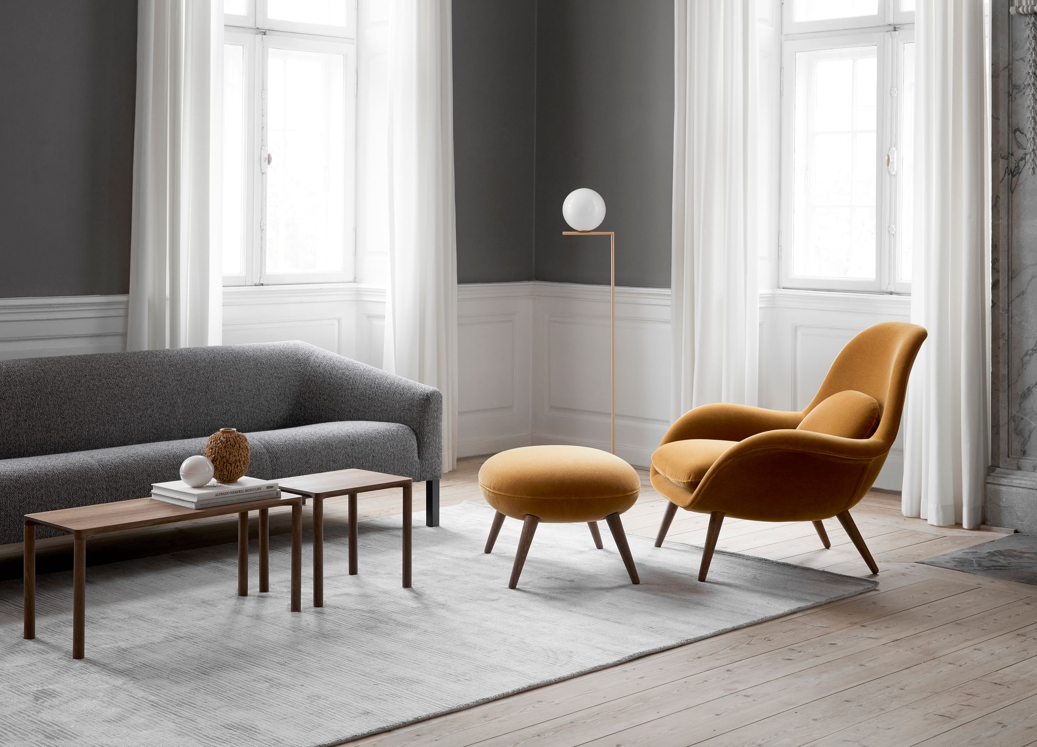 Fredericia-swoon-chair-insitu-yellow-haute-living