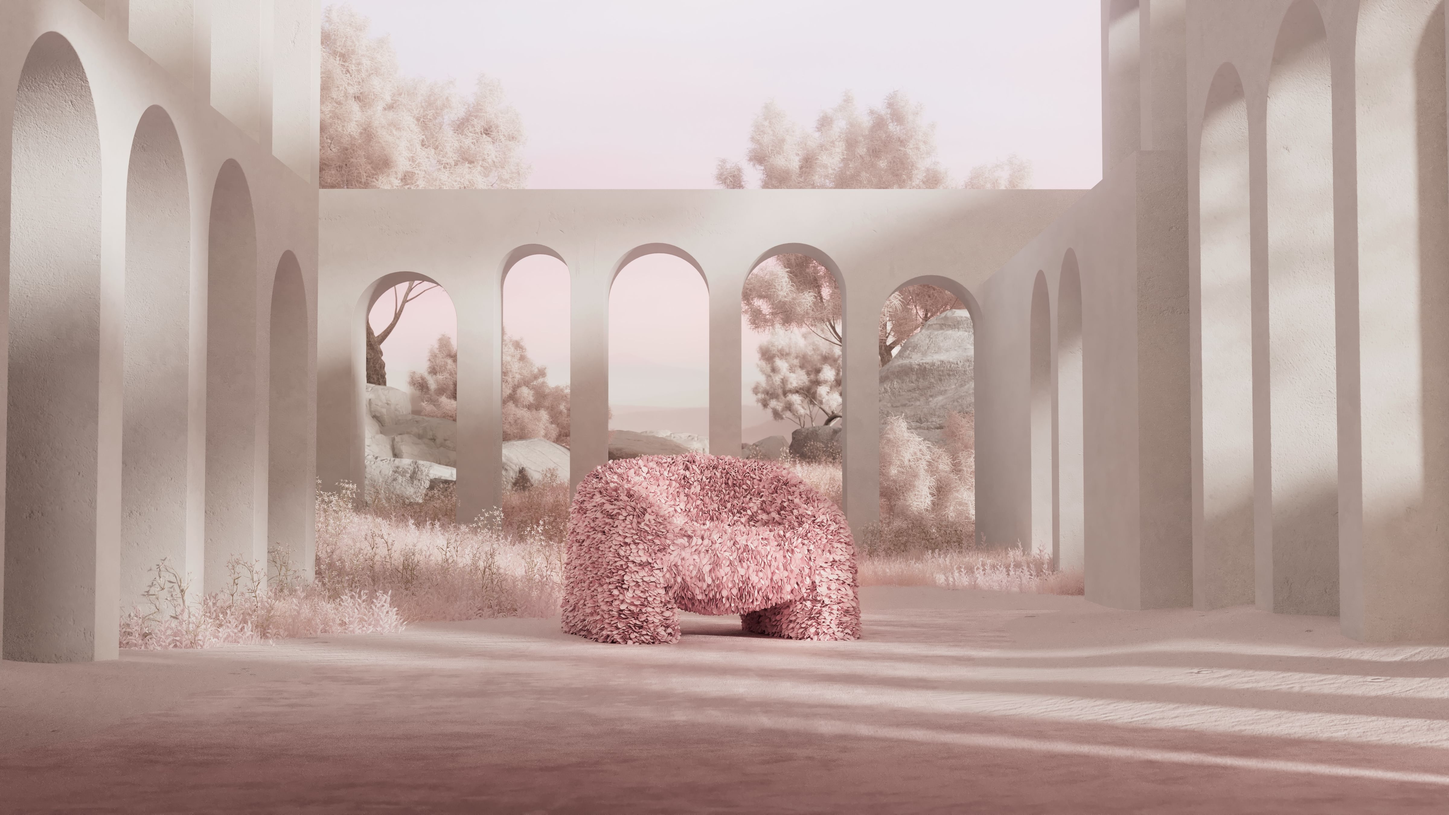 Moooi hortensia armchair pink insitu haute living