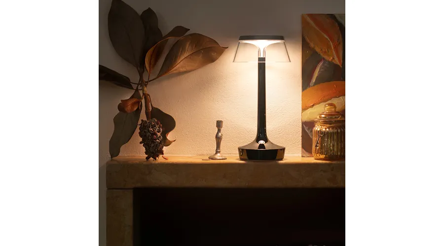 Flos – Lampe sans fil Bon Jour Unplugged – Chromé + Couronne