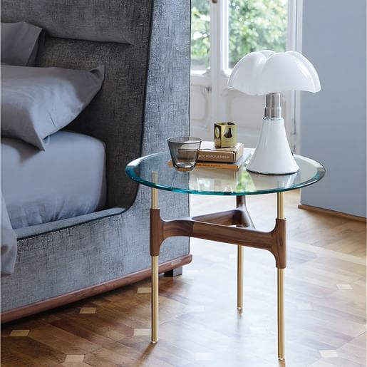 PORADA・GIOTTO Coffee table Low table with round top made of glass, Giotto - Porada