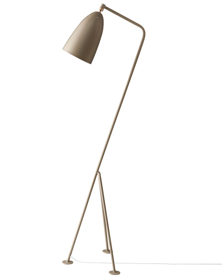 Gubi grasshopper floor lamp warm grey haute living