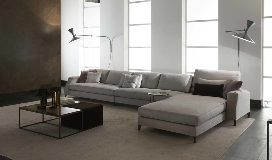 Frigerio davis sofa insitu front white haute living