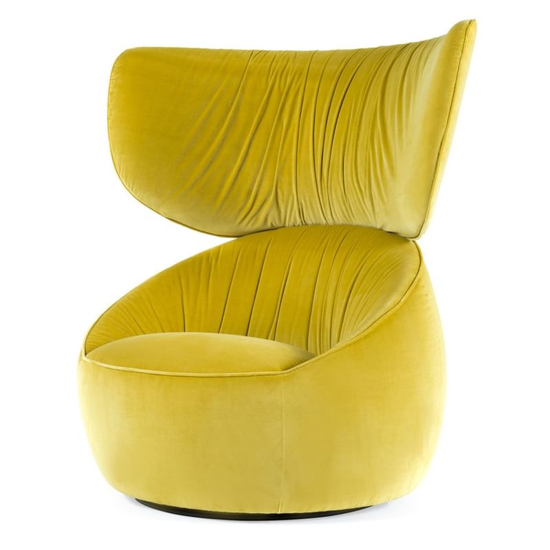 Moooi hana armchair wingback yellow square haute living